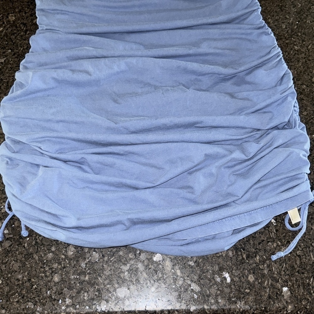 Daily Practice By Anthropologie Light Blue Sleeveless Ruched Dress - Picture 10 of 12